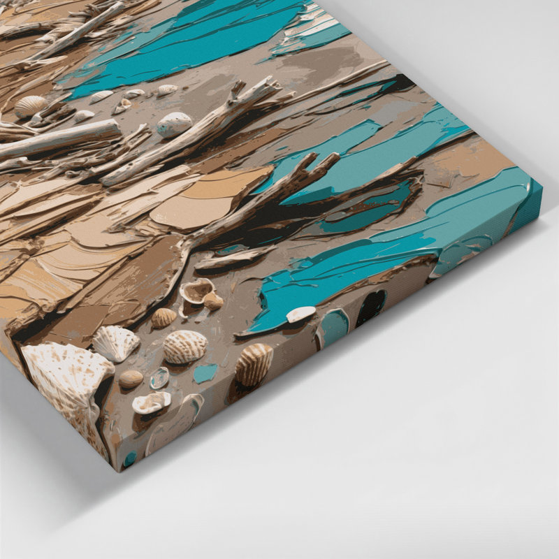 «Coastal Coastal Fragments», art mural sur toile grise, H 12 po x l 12 po