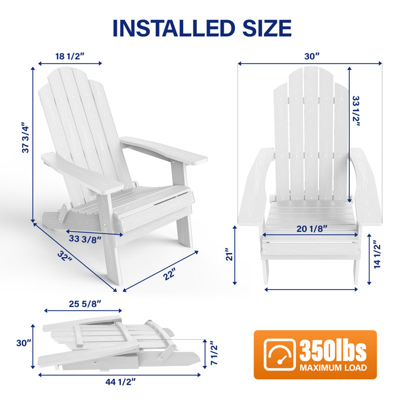 Chaise Adirondack pliante en plastique Mailloux, Blanc