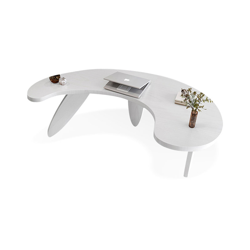 White Free Form Solid Wood desk, 29.53" H x 78.74" W x 39.37" D, White