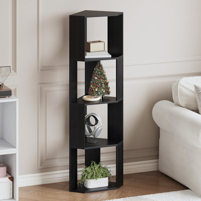 6 Tier Tall Bookshelf, Industrial Narrow Bookcase, Display Standing Shelf Units, Metal and Wood Storage Rack Organizer for Living Room, Home Office, E by 17 Stories