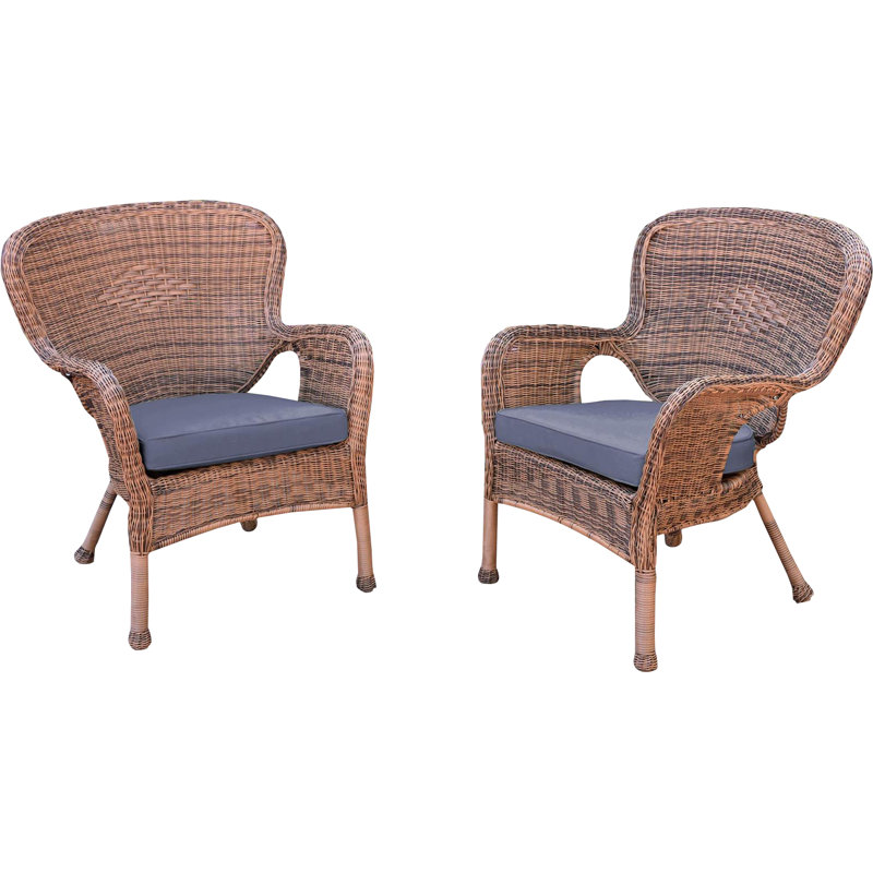 Batchelder Wicker Outdoor Lounge Chair, Steel Blue, Honey