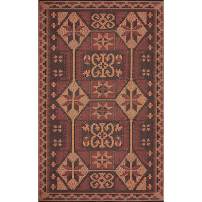 Tapis d'extérieur 5 pi x 8 pi, brun, réversible pour patio, porche, terrasse et tapis de sol Ankara