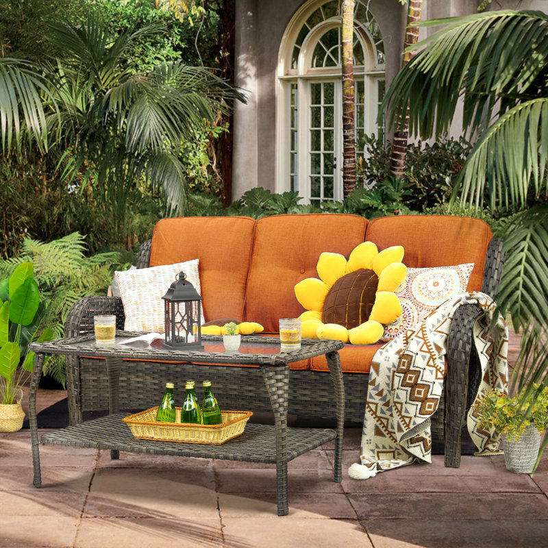 Evelynrose 3 - Person Patio Conversation Set, Orange
