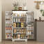 Armoire de cuisine 47 po avec lumière DEL à détection, armoire de rangement de ferme avec portes, 2 tablettes réglables et 12 tablettes de porte, armoire autoportante, blanc