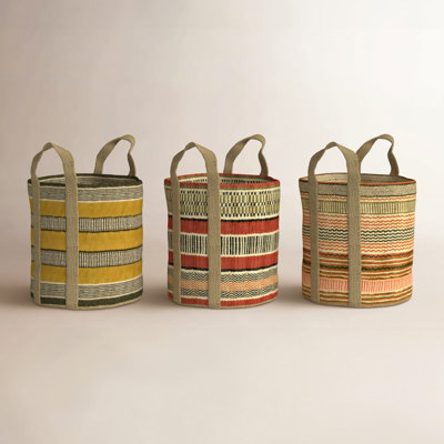 Kalalou Multi-Colored Woven Jute Storage Baskets – Set of 3