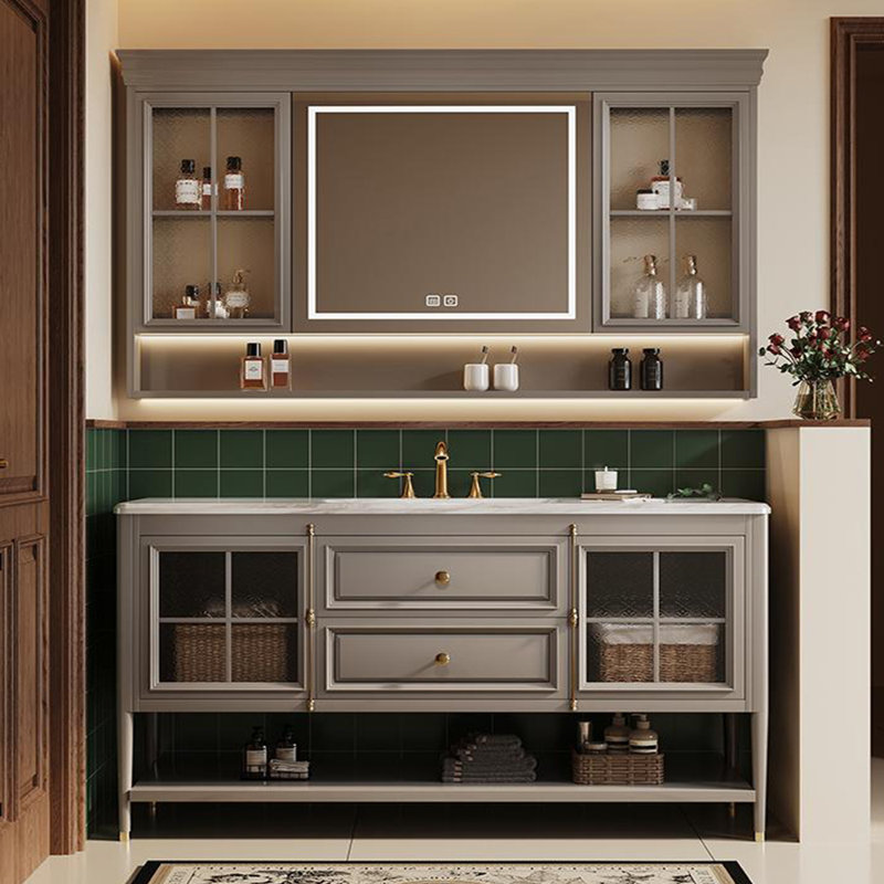 Armoire de salle de bain American Light, Gris clair, H 32,28 po x l 55,12 po x P 21,65 po