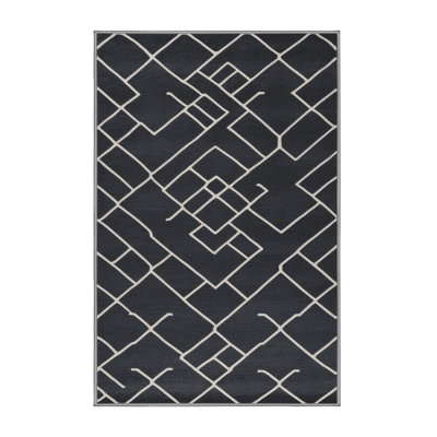 Machine Washable Trellis Gray Area Rug