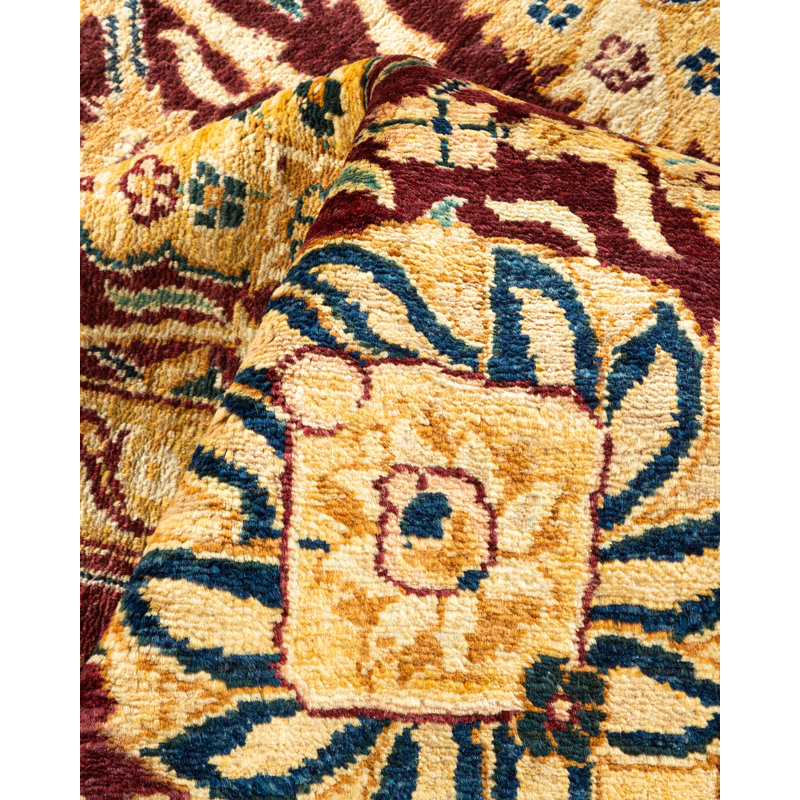 Handmade Red Wool Rectangular Area Rug, 6'1" x 8'7"