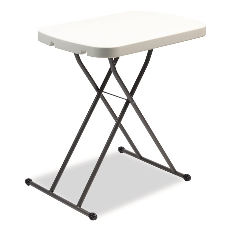 Adjustable White and Dark Gray Folding Table with Metal Legs