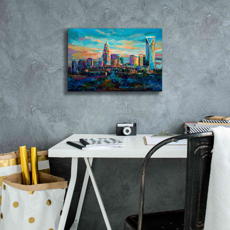 «The Queen City Charlotte North Carolina» par Jace D McTier, estampe numérique sur toile, H 12 po x l 18 po x P 0,75 po