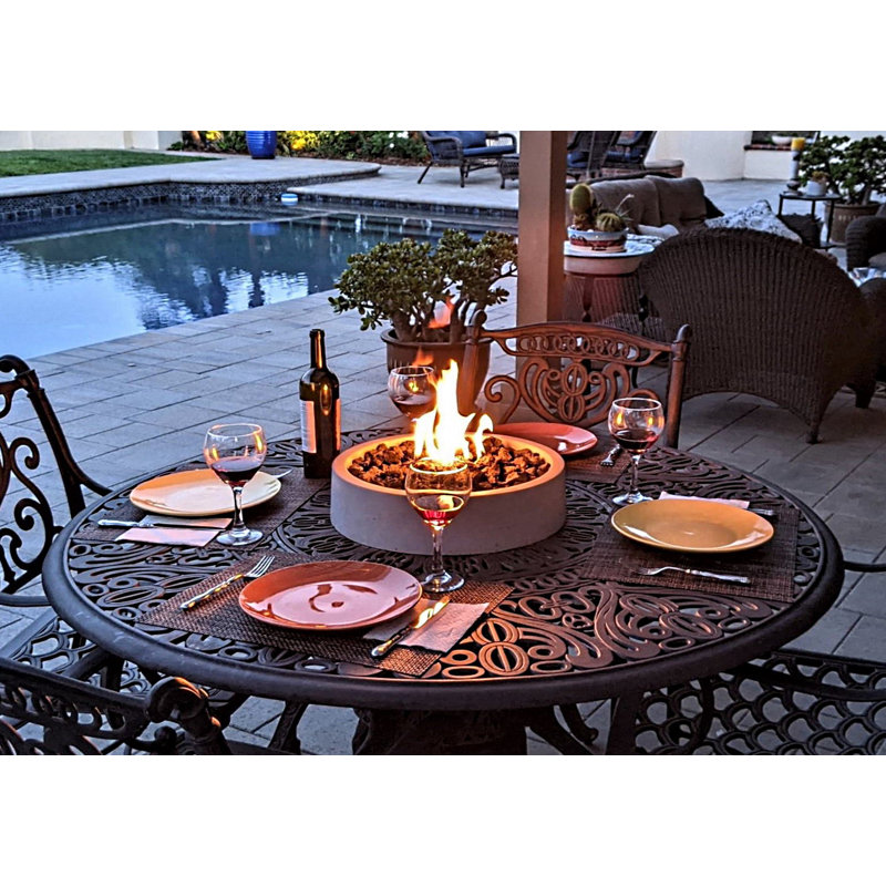 Stone Propane Outdoor Tabletop Fireplace, Suffolk Tan