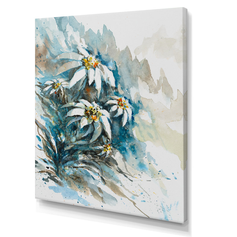 «Abstract Rare Edelweiss Flowers», reproduction de cadre photo sur toile, H 32 po x l 16 po x P 1 po, Toile tendue