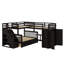 Lit simple superposé au dessus d'un lit double avec tiroirs, bureau et garde-robe-2002867486