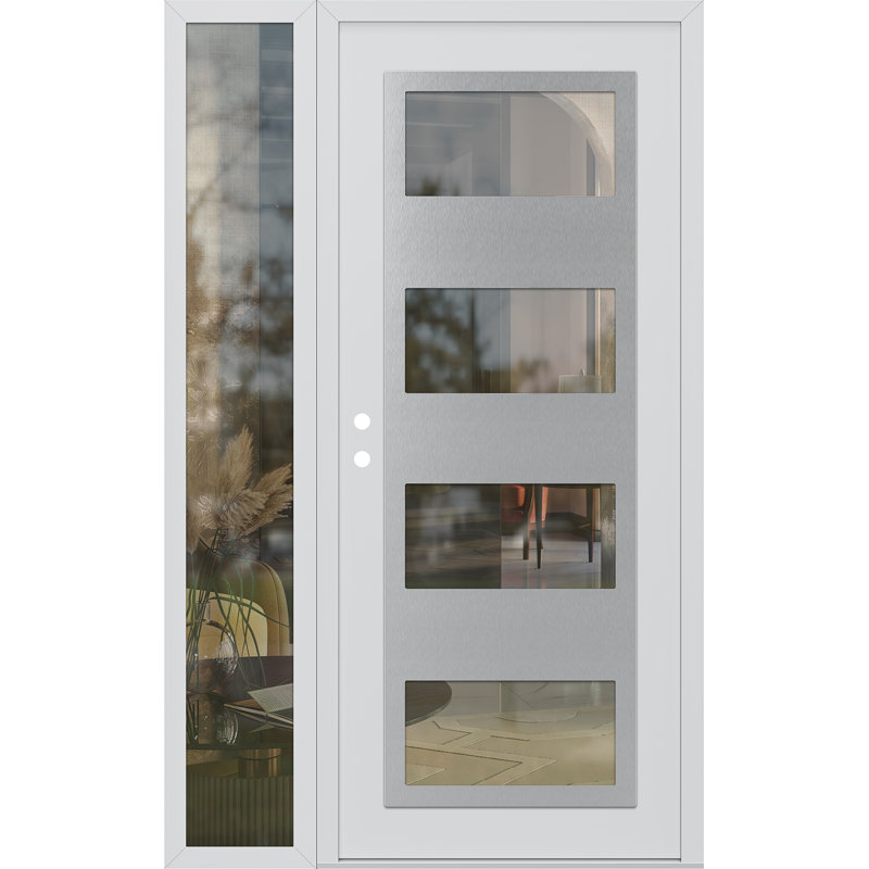 Porte d'entrée avant pré-montée Sidelite, L 51,25 po x H 81,69 po, Clair, Oui