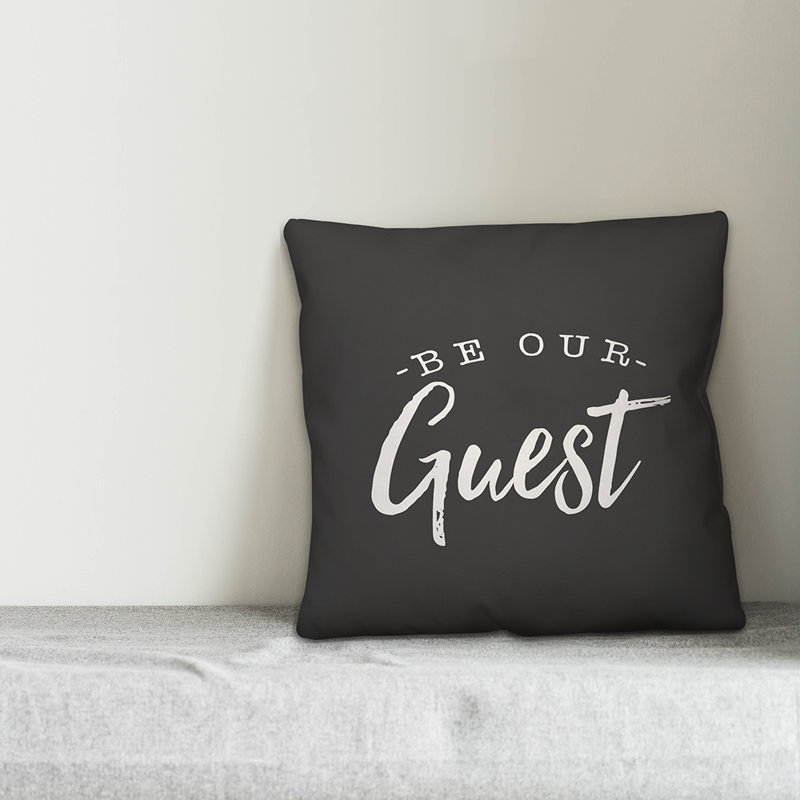 Textual Outdoor Throw Pillow, 18" H x 18" W, Black/White