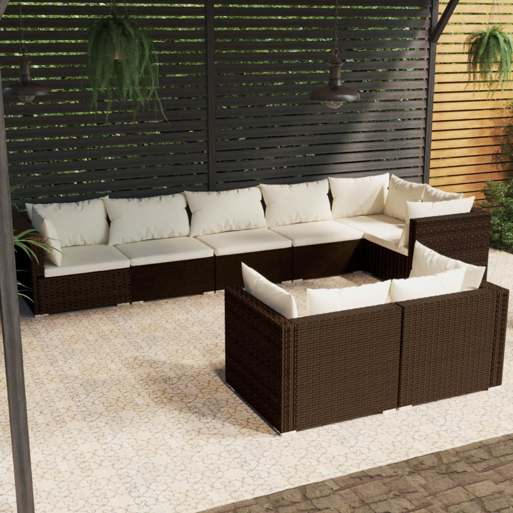 8-Sitzer Lounge-Set Jazharia aus Polyrattan mit Polster