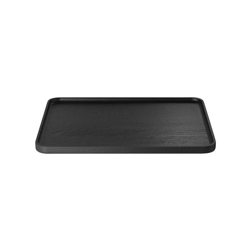 blomus OKU Oak Rectangular Tray, 0.8" H x 15.8" W x 11.8" D, Black
