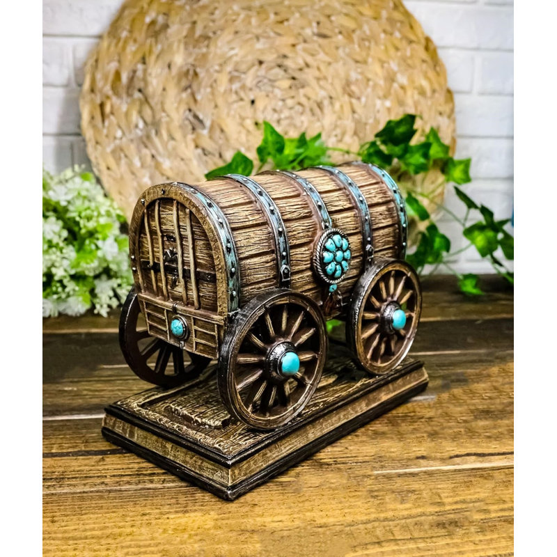Figurine rustique wagon couvert en fausse charrette