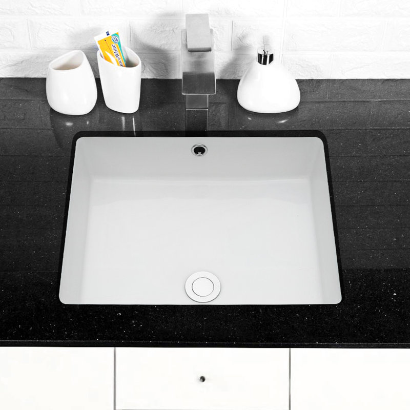 20X15.5 Ceramic Sink - Rectangular Undermount With Overflow Bathroom 20"X15.5" Feature, 20"