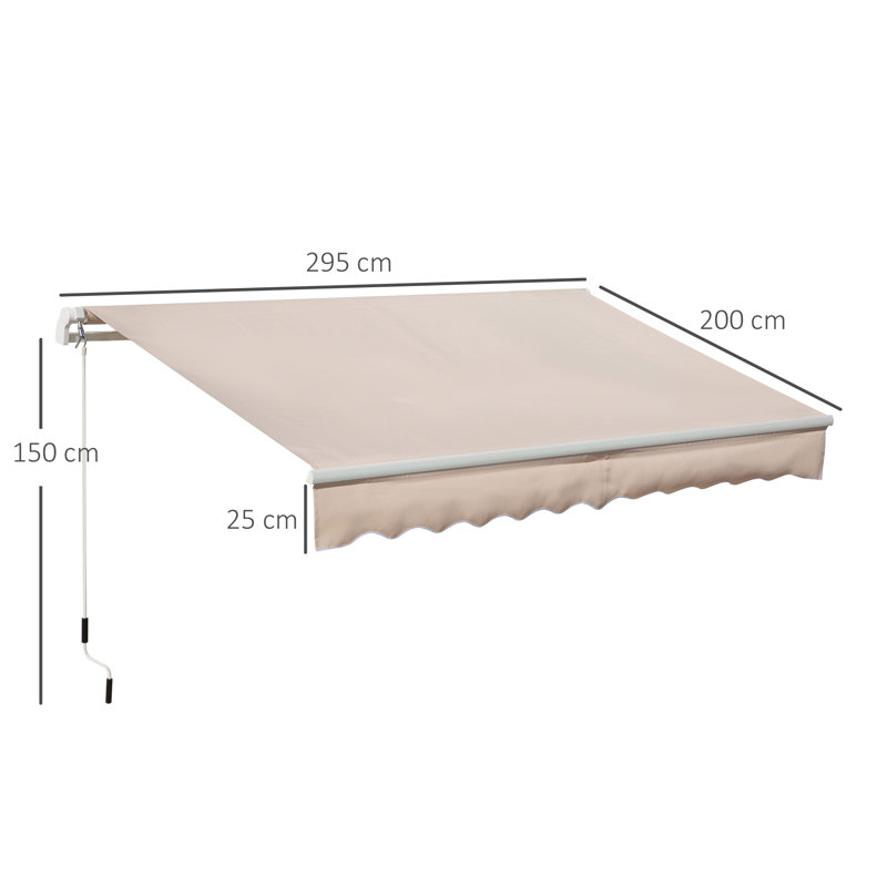 Dongguan Xiyite Trading Co., Ltd. 295cm W x 200cm D Polyester Cover Retractable Door / Window Awning, Beige