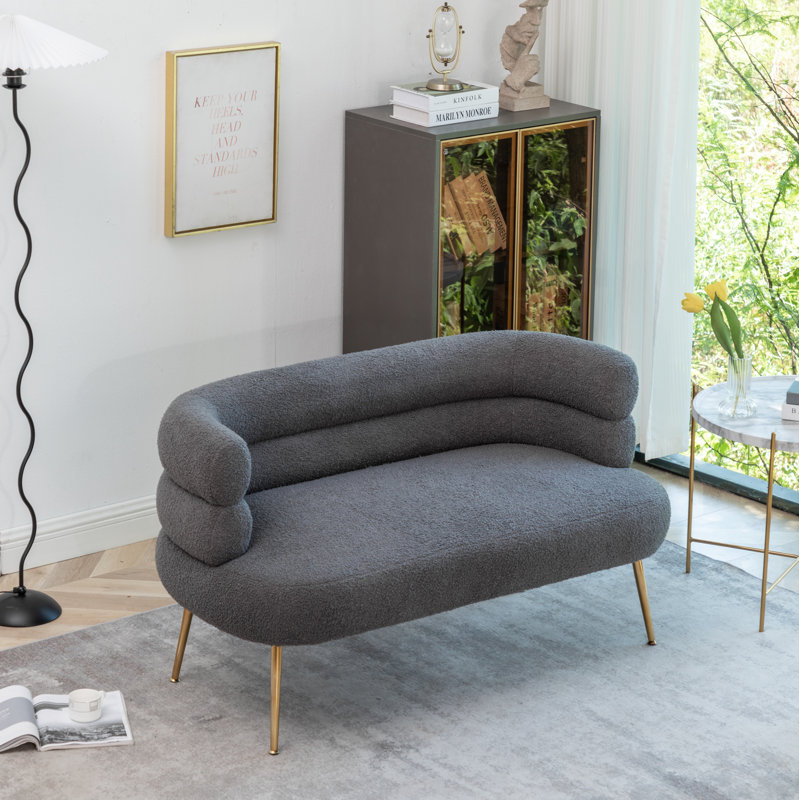 Demetrius  50'' Upholstered Loveseat, Gray Teddy Fabric