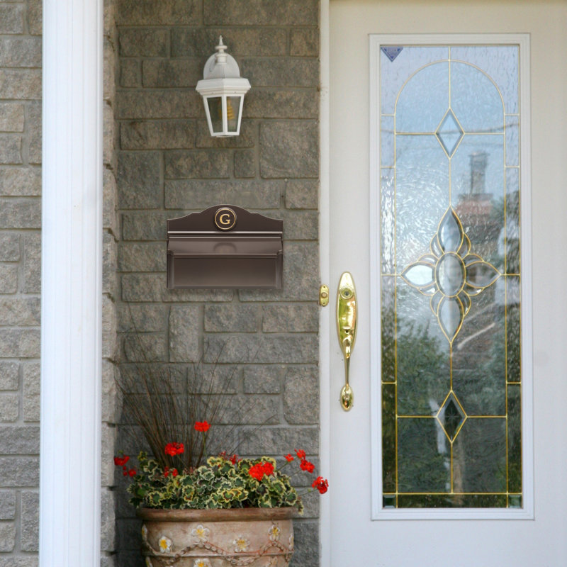 Colonial Wall Mounted Mailbox, Brown/Gold, Yes