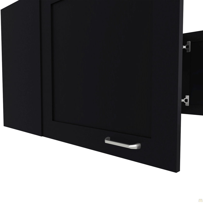 Armoire murale, 2 portes, wengé noir, Noir