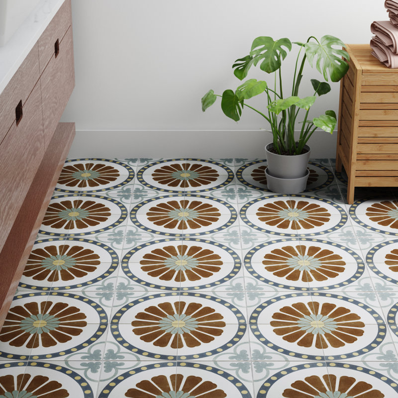 Revival 8" x 8" Ceramic Patterned Wall & Floor Tile
