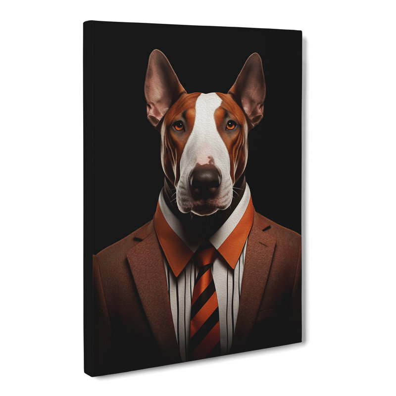 English Bull Terrier Digital Art - Wrapped Canvas, 60cm H x 40cm W x 3cm D