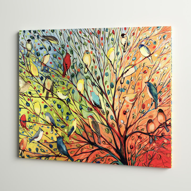 « Twenty Seven Birds » - Reproduction d'art graphique, H 11 po x l 14 po, Toile tendue, Sans cadre
