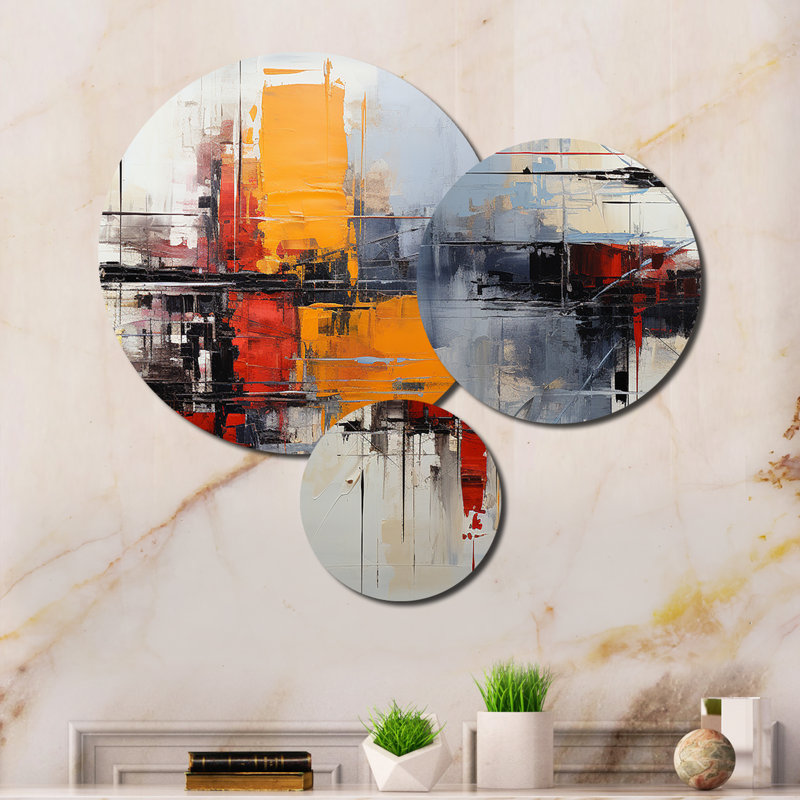 Asian Art Abstract Expression II - Ensemble de décorations murales abstraites en métal