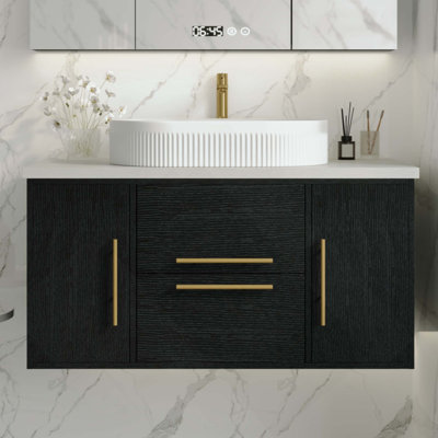 Meuble-lavabo flottant moderne avec lavabo en céramique pour petite salle de bain