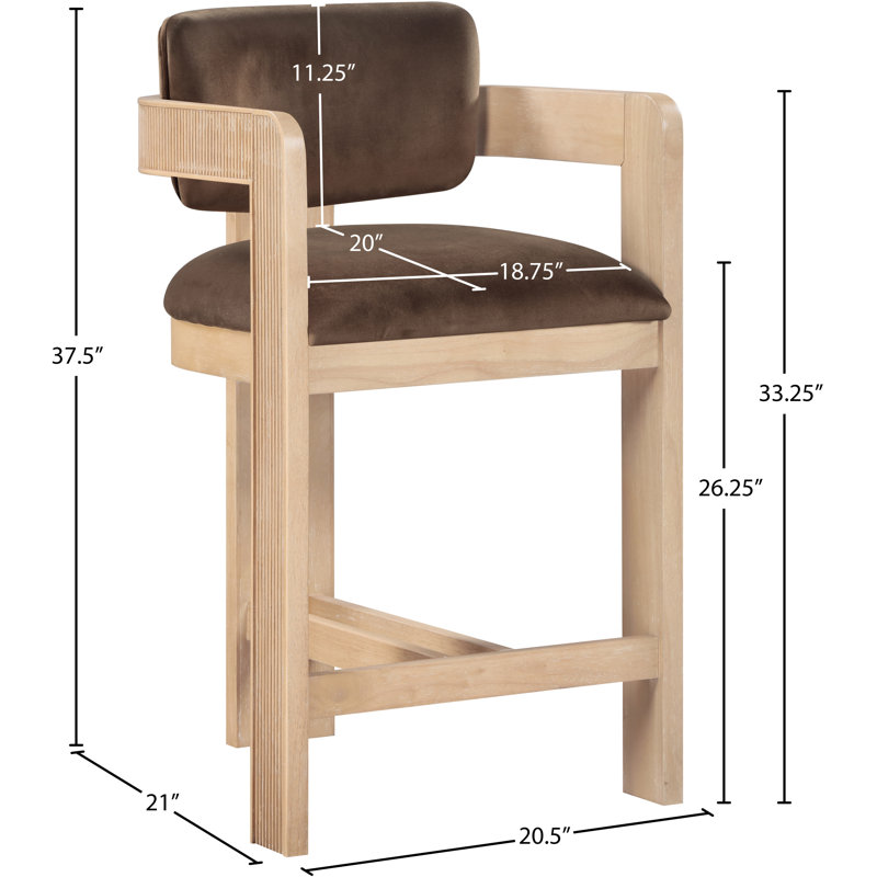 Tabouret rembourré Sacha Howley, Velours, Naturel, Brun