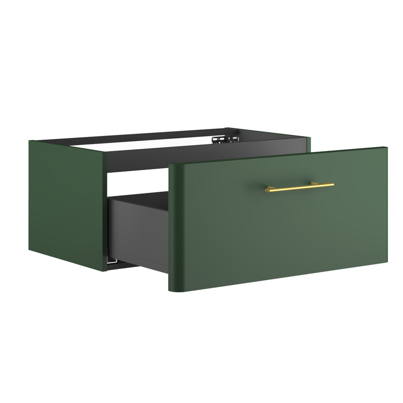 Ashaunie 81cm Single Bathroom Vanity Base Only, Conifer Green Supermatt/Gold