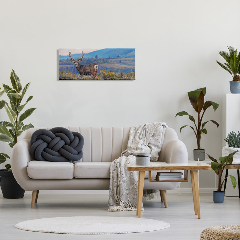 «Au-891», toile «Elk Wildlife Mountain Landscape On Canvas» par David Graham, peinture, H 13 po x l 30 po x P 1,5 po