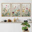«Vibrant Wildflower Green Garden Floral Boho», reproduction d'art encadrée sur toile, 3 pièces-91875280-91875279