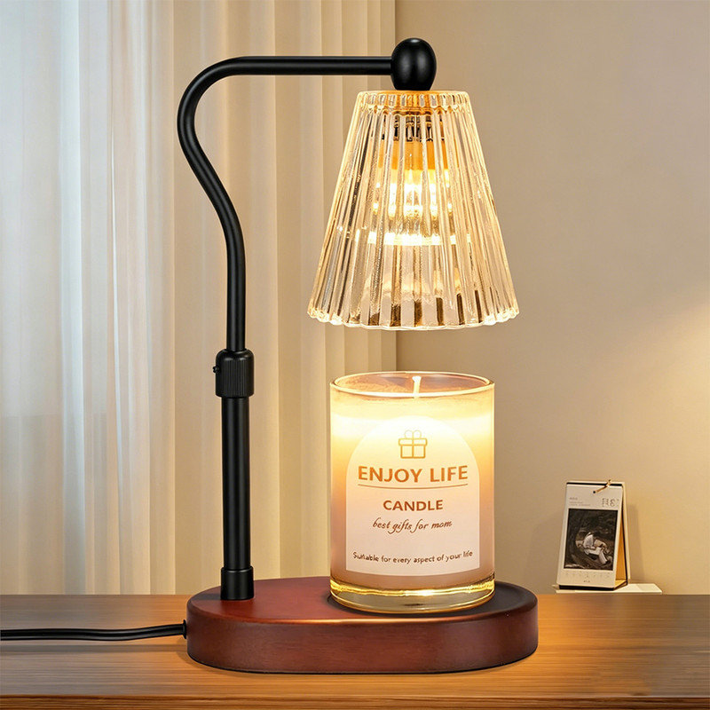 Vintage Glow Candle Warmer: Height-Adjustable Electric Jar Lamp With Timer & Dimmer – Premium Flameless Wax Warmer – Cozy Room Decor Housewarming Gift (Walnut)