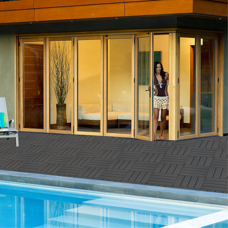 Plastic Interlocking Deck Tiles, Light Gray