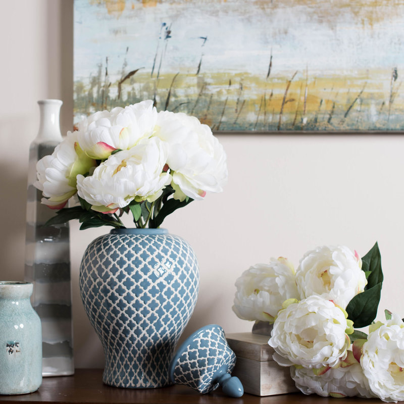Karratha 20" Artificial Peony Bunch, Cream