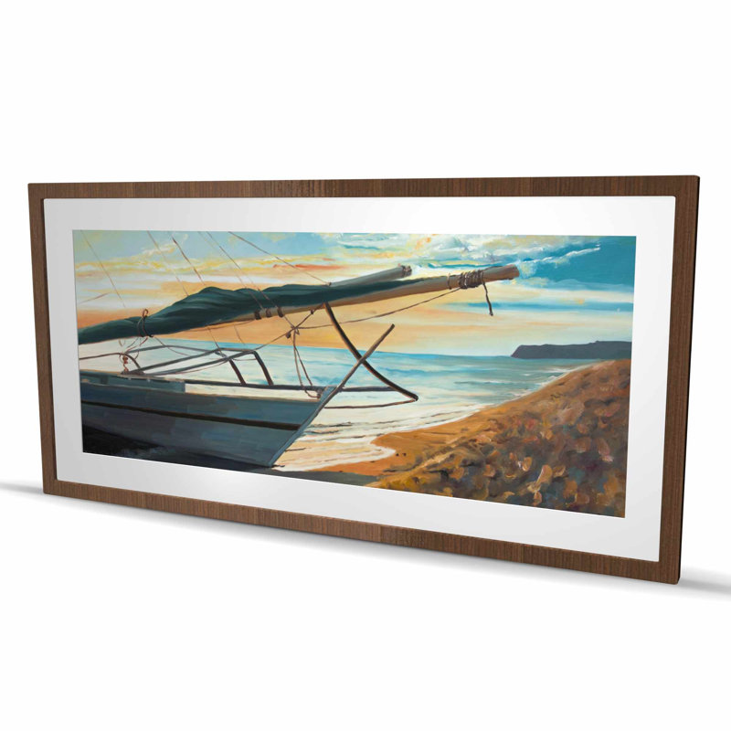 Bord de mer paisible | Bord de mer bleu encadré décor mat, H 24 po x l 48 po