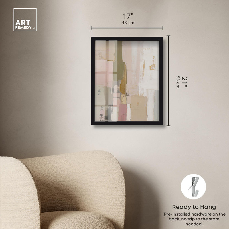 «Mute Palette I Shadowbox Print», art boho neutre par Art Remedy, H 21 po x l 17 po, Noir