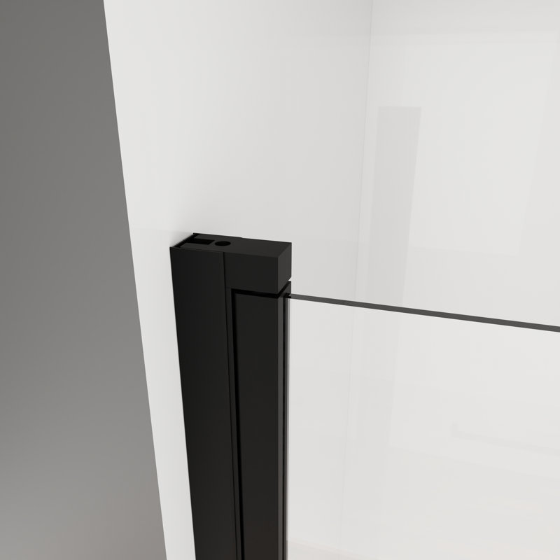 Porte de douche à pivot demi-cadre 28 "à 29,2" x 72 ", verre trempé 1/4", largeur réglable de 1,2 pouce, installation réversible, noir mat