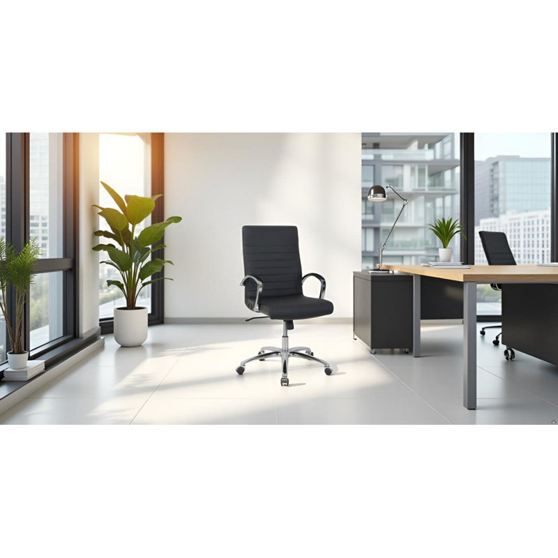 Chaise de bureau Bunjee Mid-Century, 23.5", Noir, noir, noir, noir