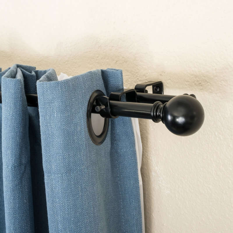 Tringle à rideaux double Aari, 86" - 128", Noir pétrole