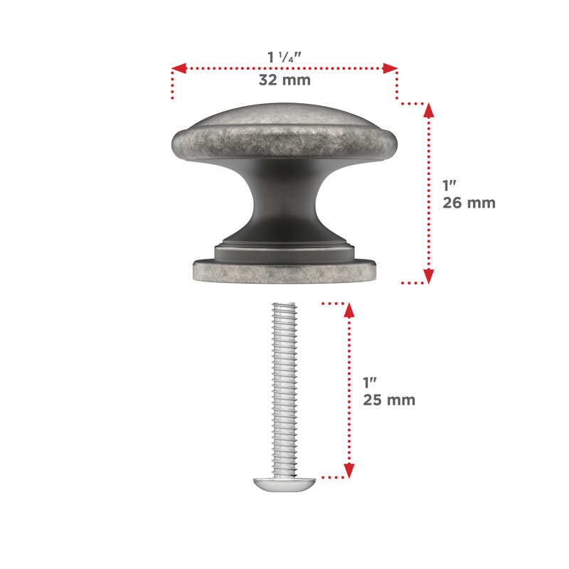 Expression 1 5/16" Diameter Round Knob, Pewter