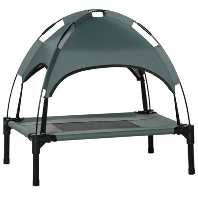 Elevated Portable Dog Cot Pet Bed With UV Protection Canopy Shade, 24 Inch,