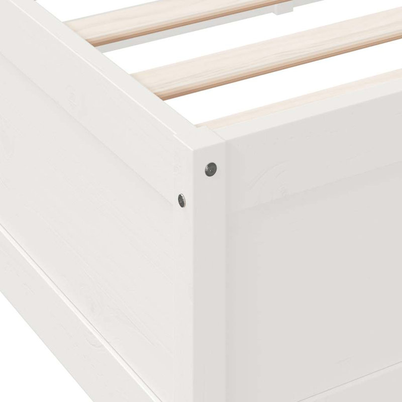Solid Wood Storage Bed, White, Kingsize (5')