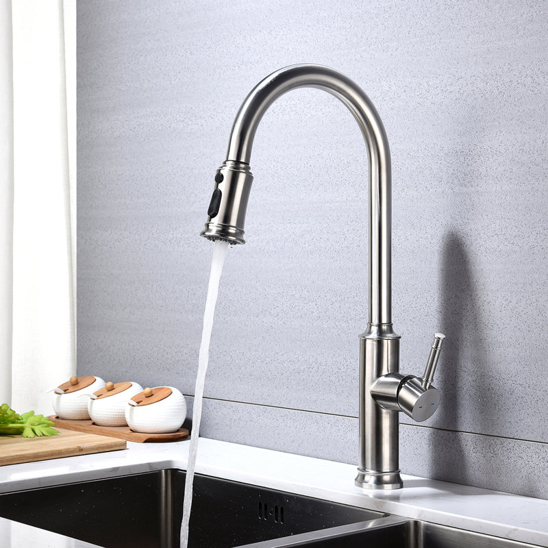 Kitchen Faucet With Pull Out Sprayer, Brushed Nickel