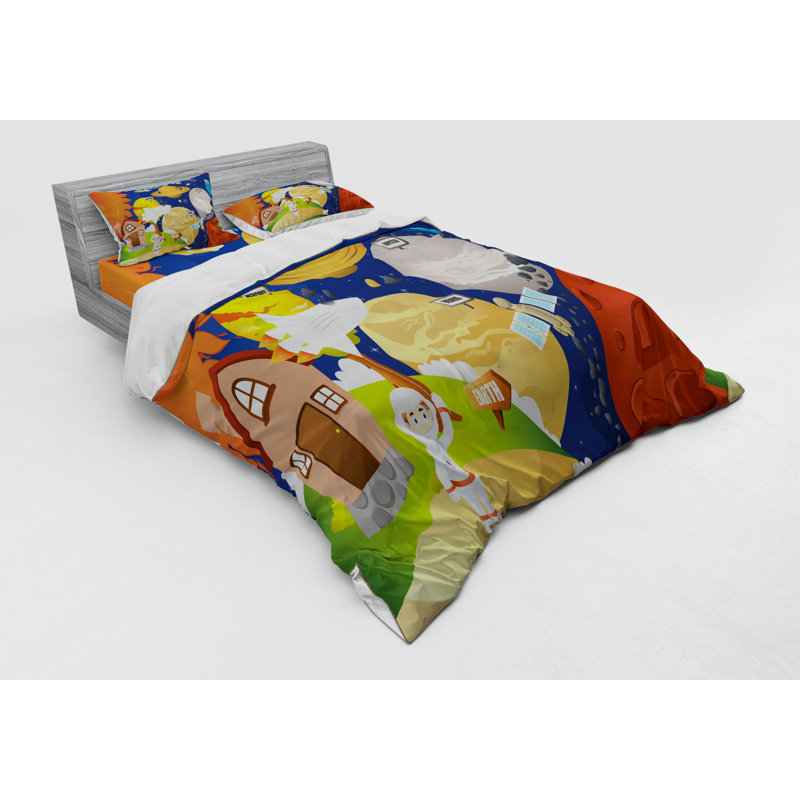 Ensemble de housse de couette éducatif en microfibre bleue, Housse de couette grand + 3 pièces supplémentair