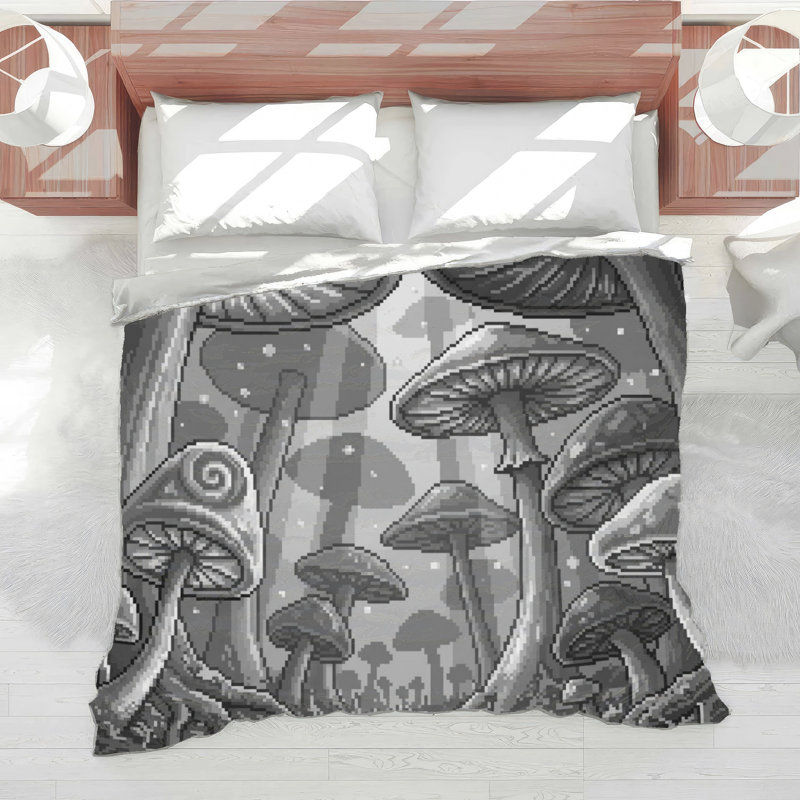 Édredon Fantasy, Simple extra long, Gris moyen / noir